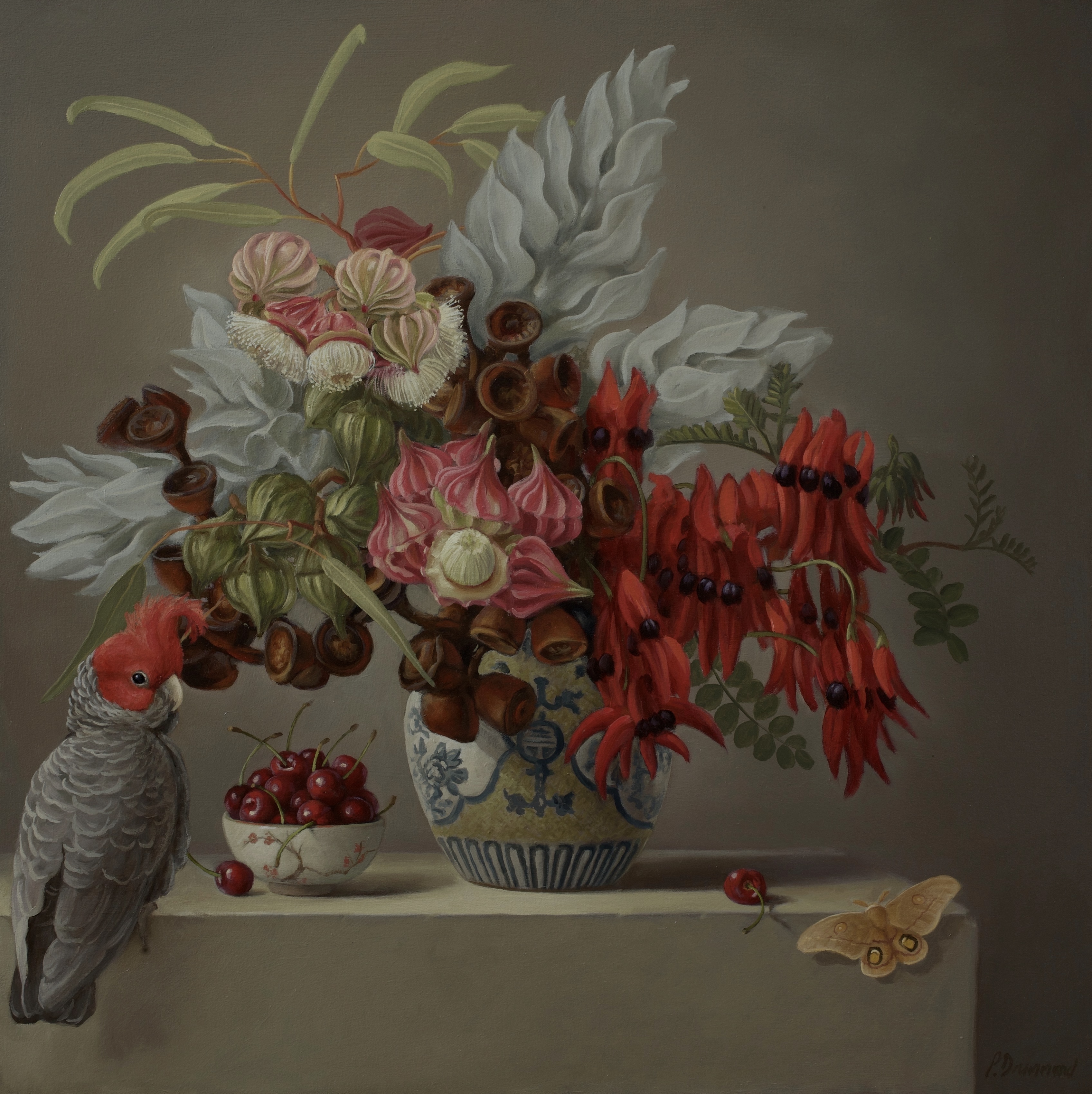 PhillipDrummond_desert flowers with cockatoo_90x90cm.jpeg